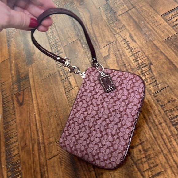 Coach Maroon/Purple Signature Logo Wristlet - Picture 7 of 8